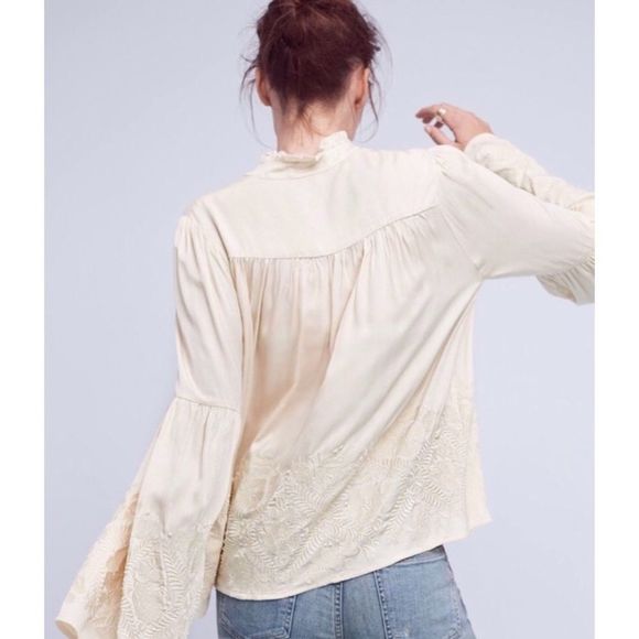 Embroidered Ivory Manor Blouse Eri + Ali NWT XS - Picture 5 of 16